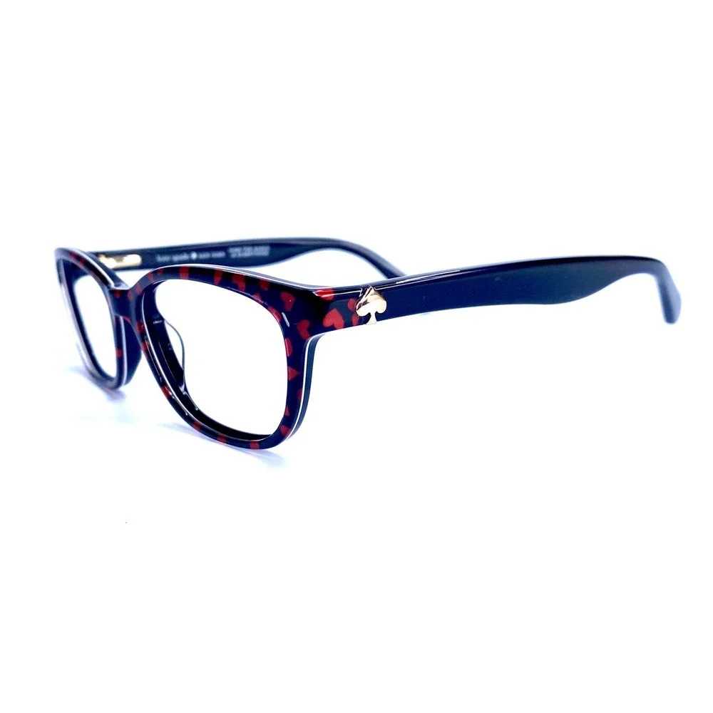 New Kate Spade Black Cat Eye Glasses w Red Hearts Print Brylie 7RM 50 16 135